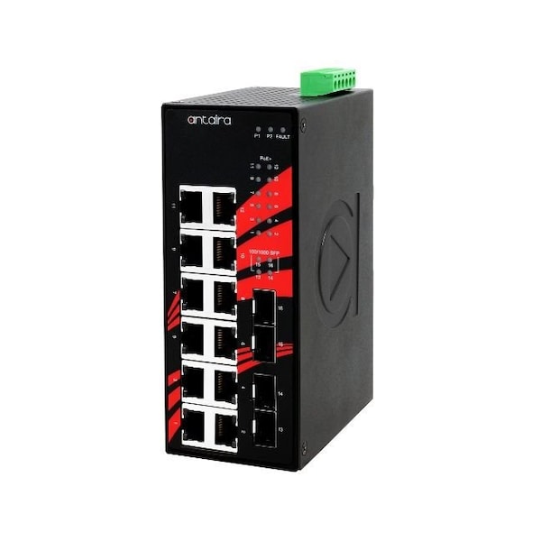 16-Port Industrial Gigabit PoE+ Unmanaged Ethernet Switch